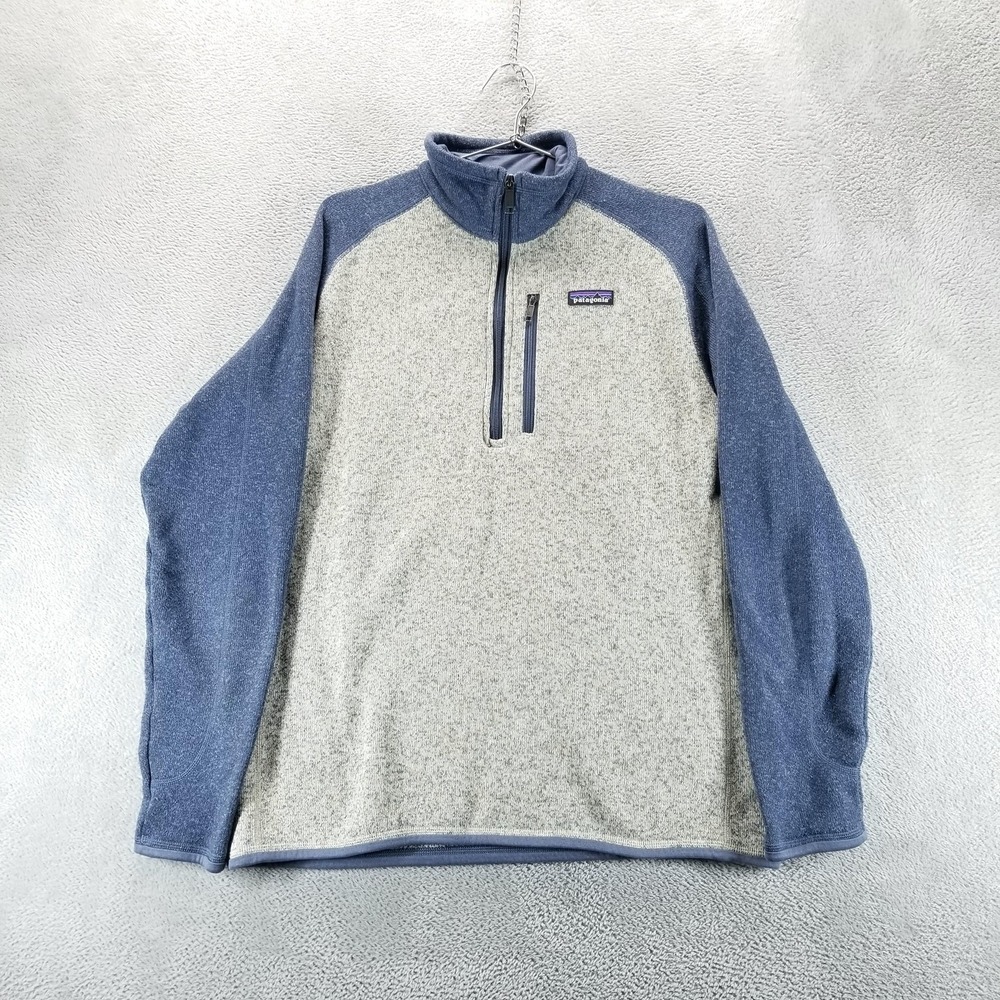 Patagonia Sweater Mens L Gray Blue Better Sweater 1/4 Zip Pullover Colorblock‎